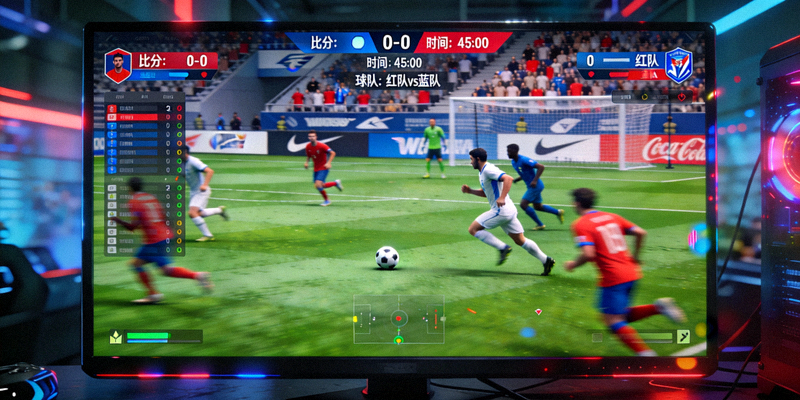 ภาพเกมกีฬาออนไลน์ประเภทฟุตบอลบนหน้าจอคอมพิวเตอร์